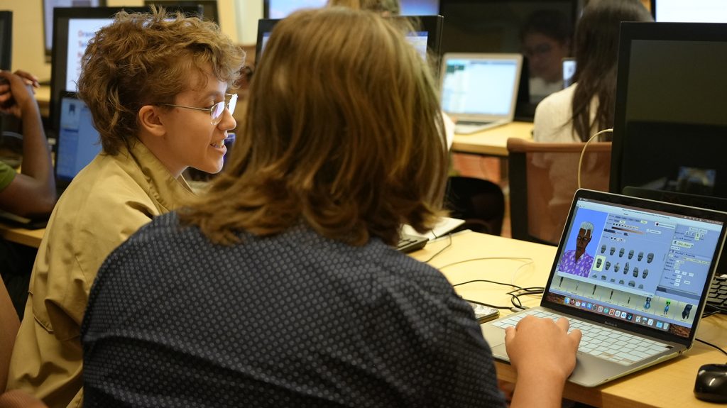 Summer College students design a character during the computer animation and game design course. 